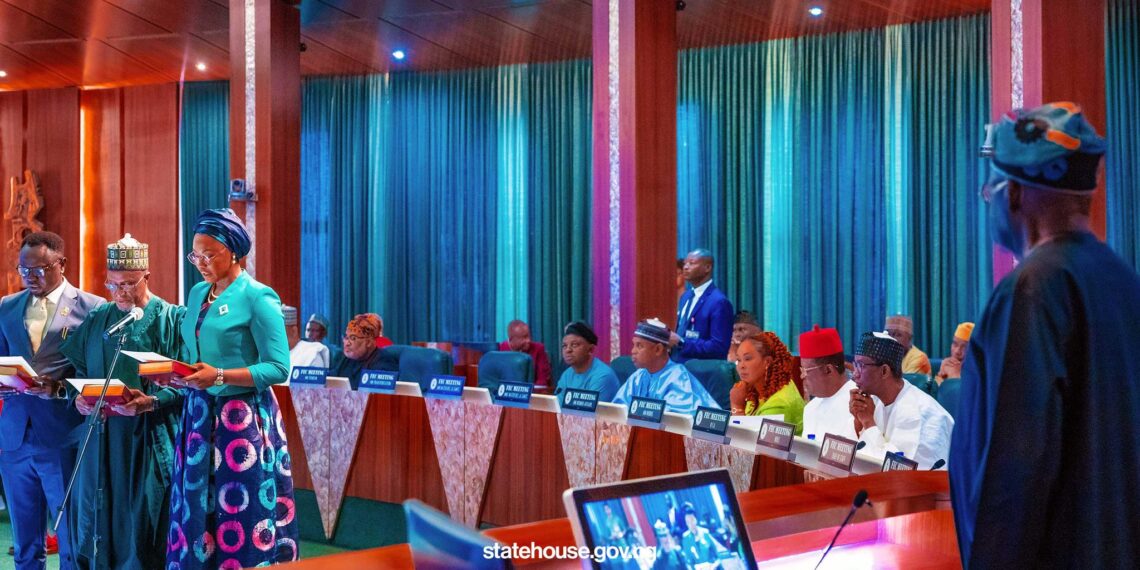 Tinubu presides over second FEC Meeting, swears-in three new Ministers