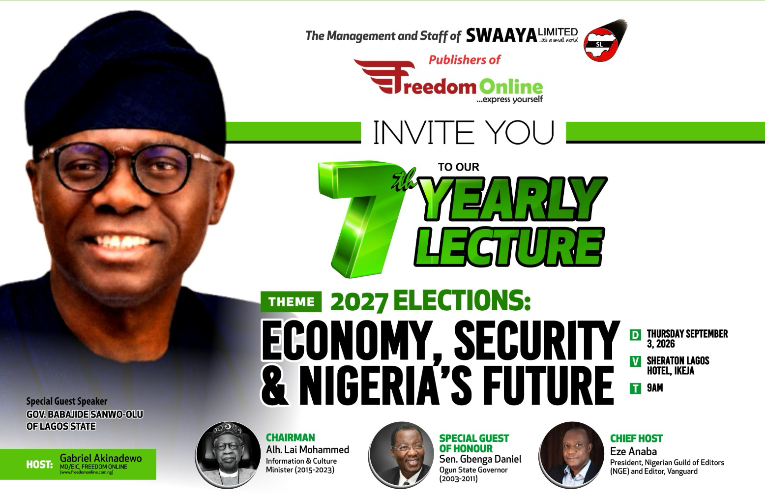 The Big Moment is here as Lagos Governor leads the Powerful to 7th Fredeom Online Lecture 